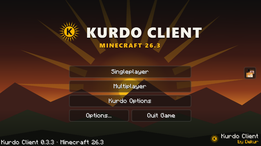 Kurdo Client title screen in Minecraft