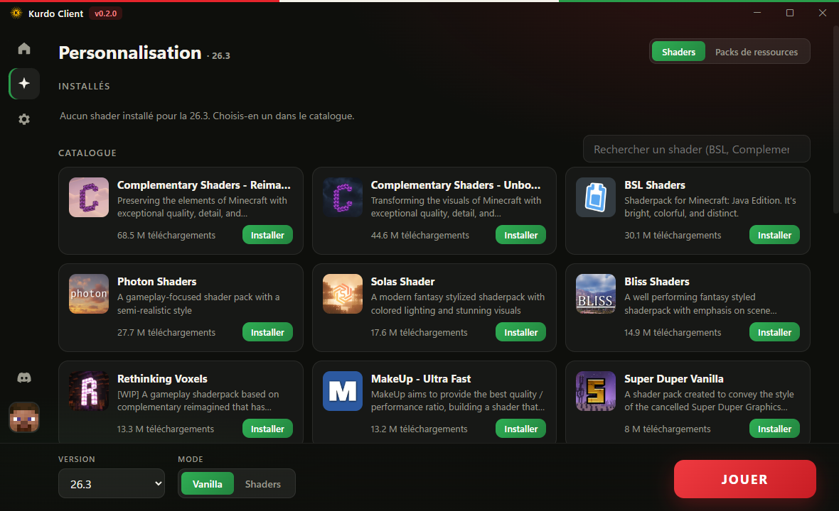 Aperçu du launcher Kurdo Client