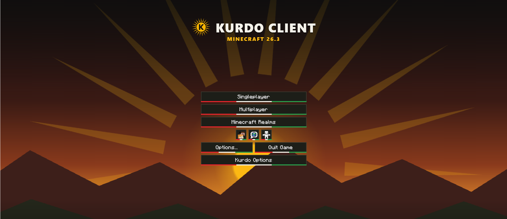 Kurdo Client title screen in Minecraft